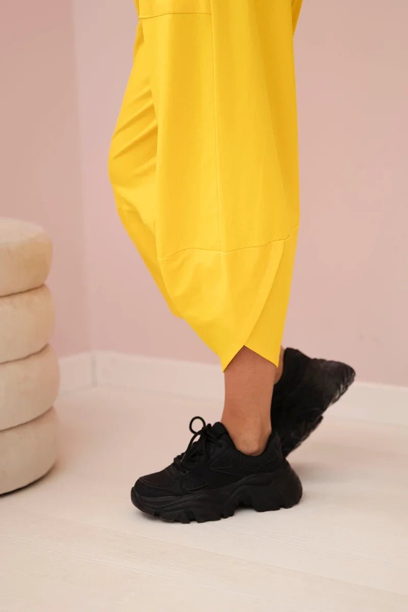 Cotton sweatshirt and pants 6171G / – Yellow || Dark цвет / color | Lexline Fashion