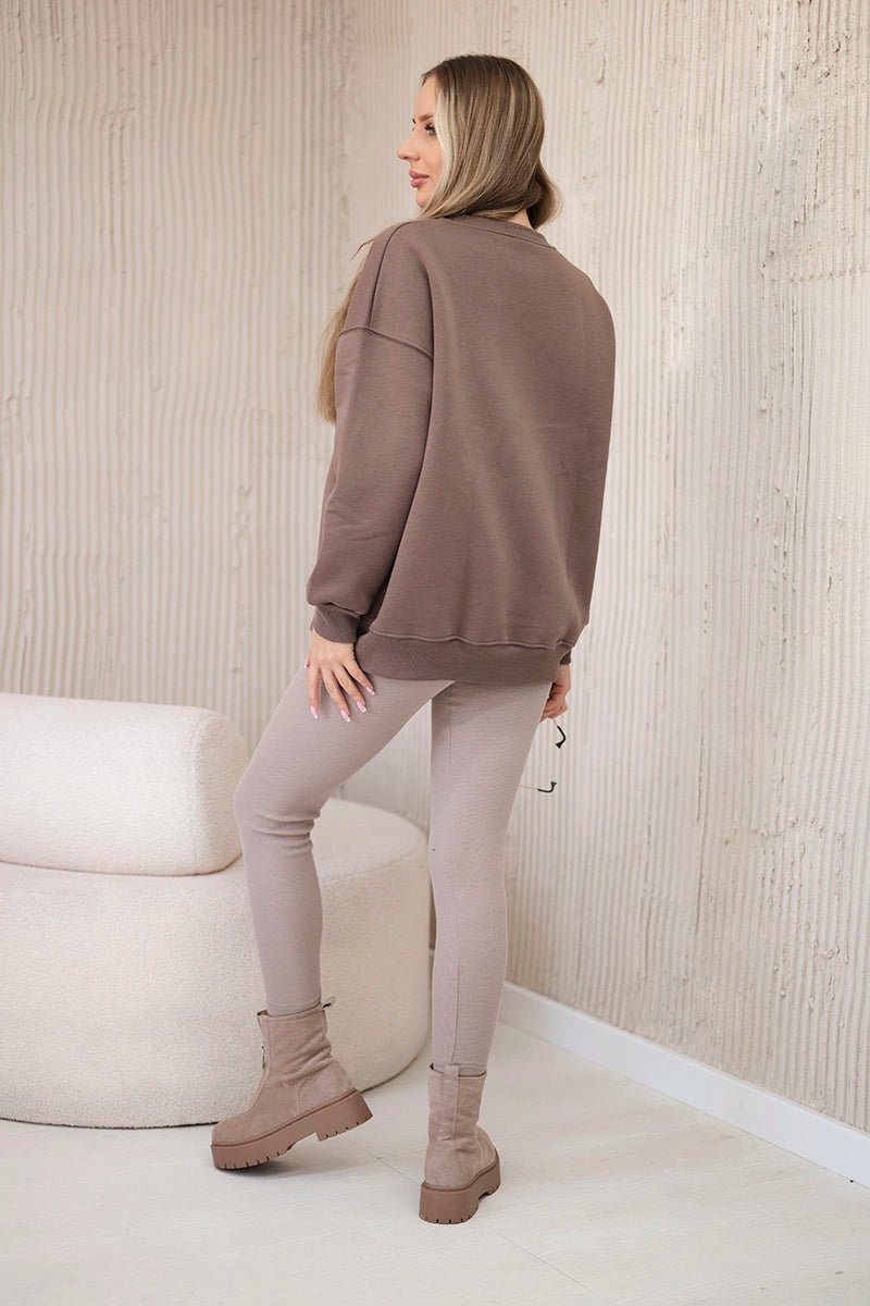 Cotton sweatshirt + leggings 9594 / – Brown цвет / color | Lexline Fashion