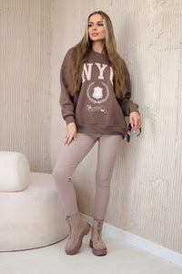 Cotton sweatshirt + leggings 9594 / – Brown цвет / color | Lexline Fashion