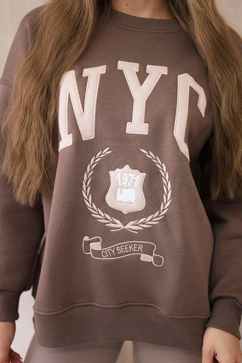 Cotton sweatshirt + leggings 9594 / – Brown цвет / color | Lexline Fashion