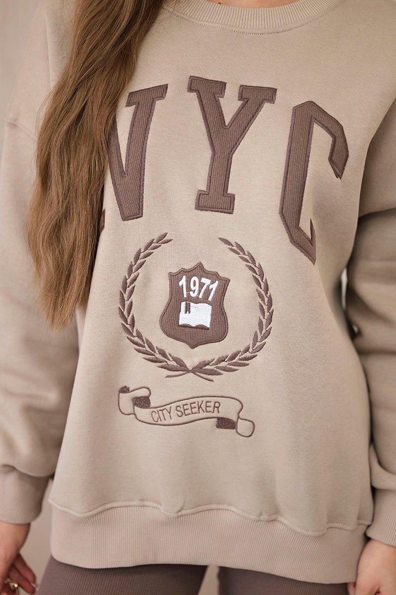 Cotton sweatshirt + leggings 9594 / – Dark || beige цвет / color | Lexline Fashion