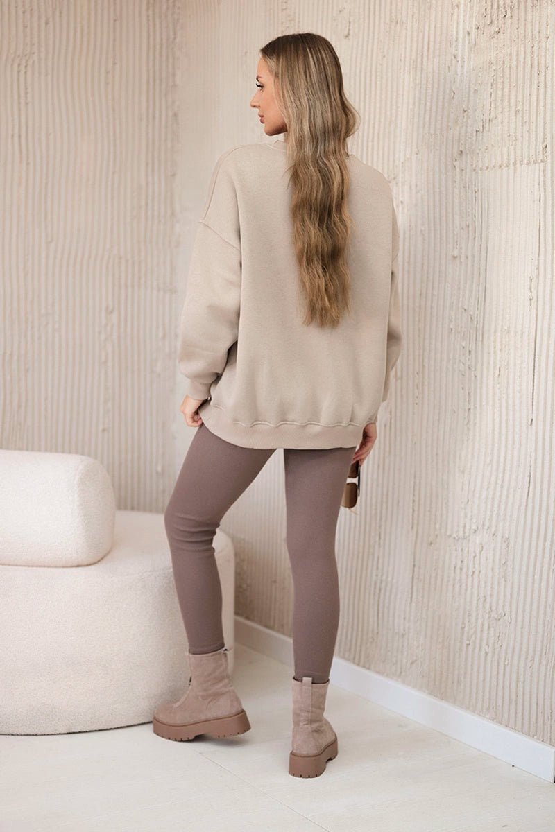 Cotton sweatshirt + leggings 9594 / – Dark || beige цвет / color | Lexline Fashion