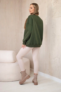Cotton sweatshirt + leggings 9594 / – Khaki цвет / color | Lexline Fashion