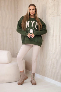 Cotton sweatshirt + leggings 9594 / – Khaki цвет / color | Lexline Fashion