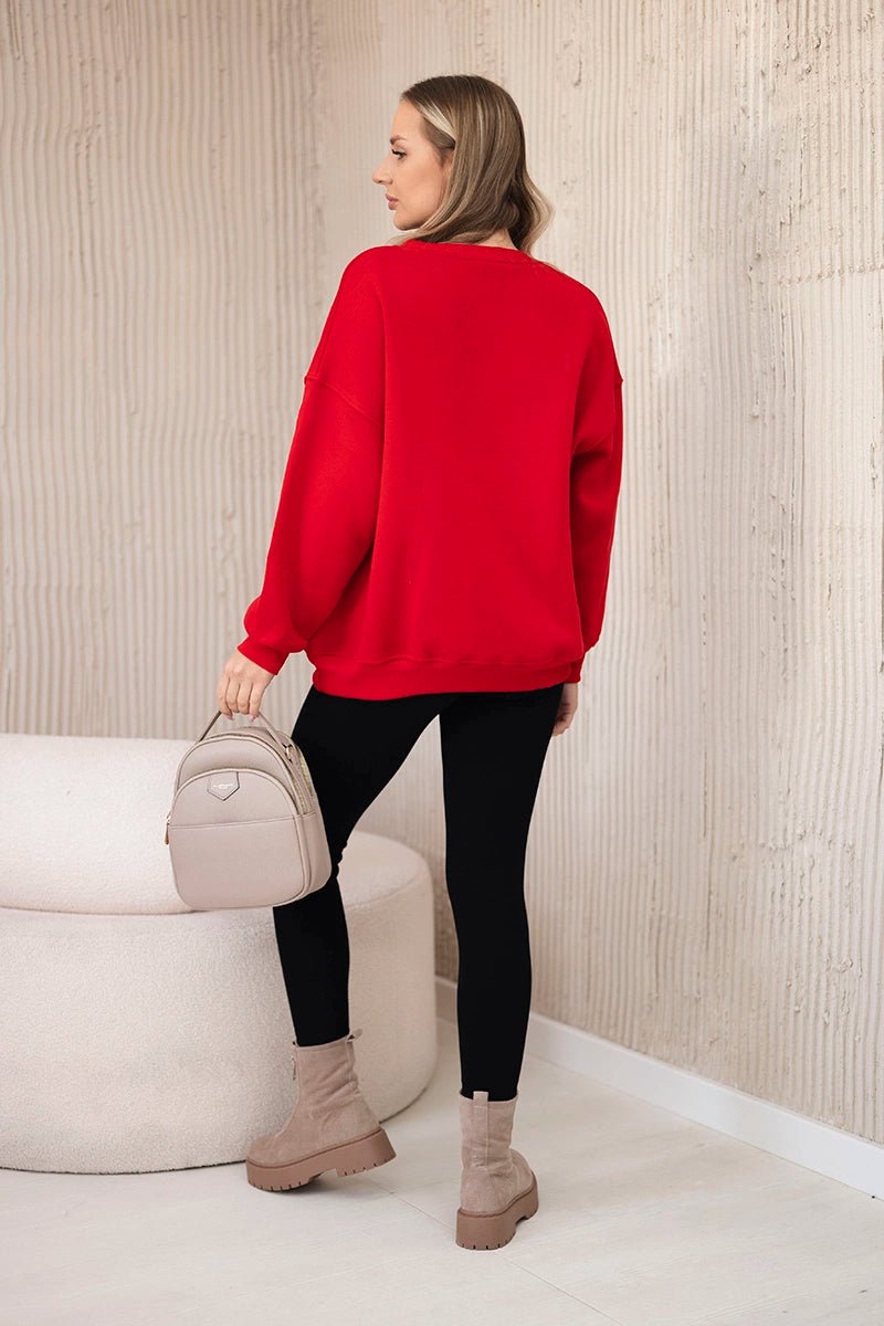 Cotton sweatshirt + leggings 9594 / – Red цвет / color | Lexline Fashion