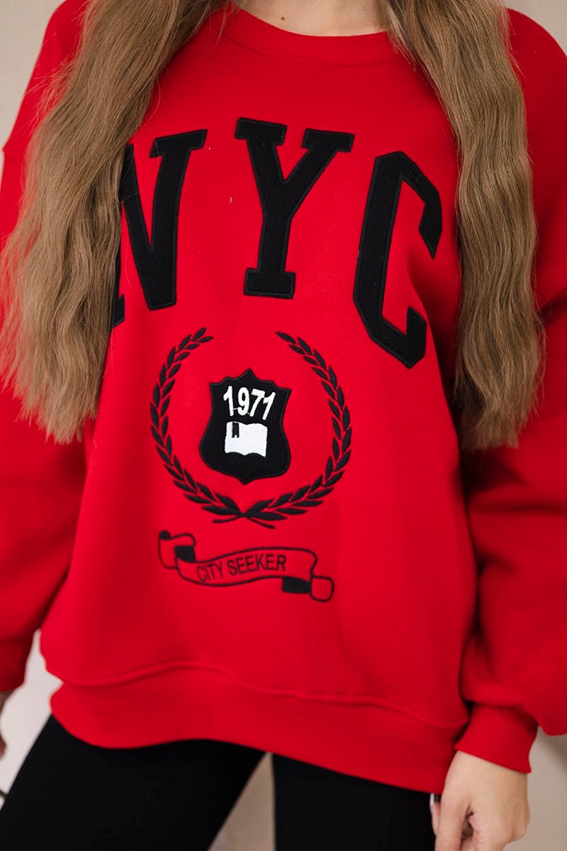 Cotton sweatshirt + leggings 9594 / – Red цвет / color | Lexline Fashion
