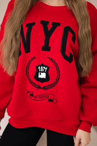 Cotton sweatshirt + leggings 9594 / – Red цвет / color | Lexline Fashion
