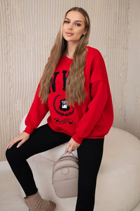 Cotton sweatshirt + leggings 9594 / – Red цвет / color | Lexline Fashion