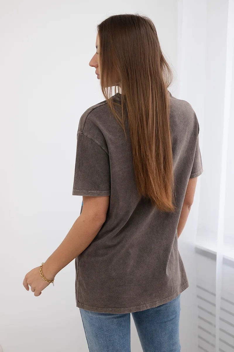 Cotton T-shirt Miami 01 - 2522 / – Brown цвет / color | Lexline Fashion