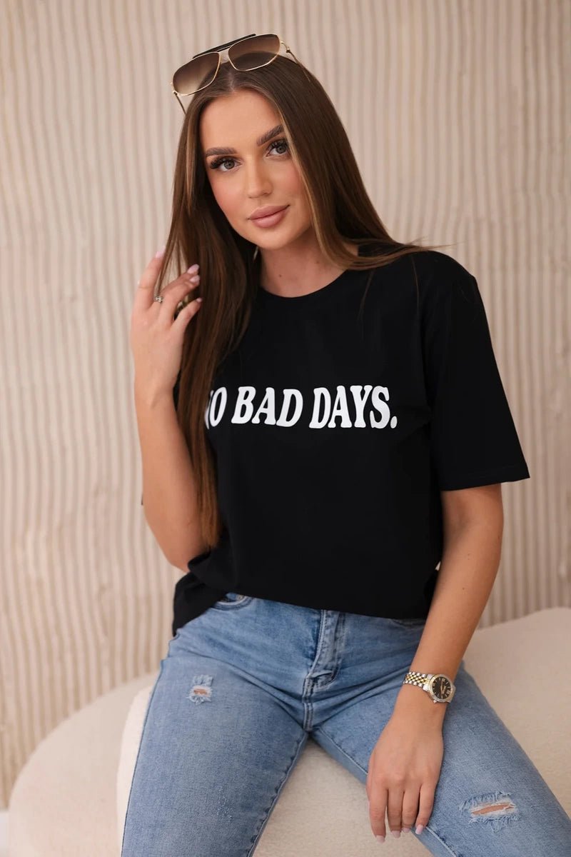 Cotton T-shirt No Bad Days 9811 / – Black цвет / color | Lexline Fashion