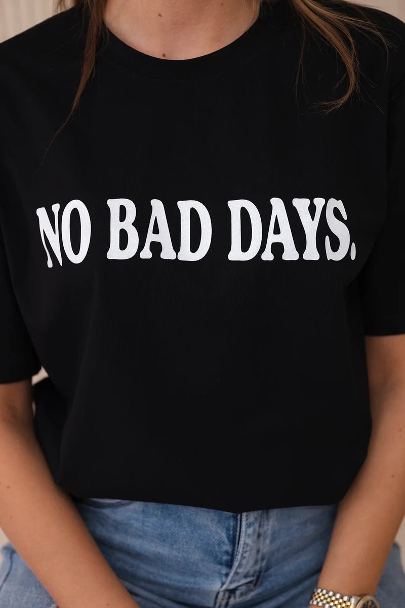 Cotton T-shirt No Bad Days 9811 / – Black цвет / color | Lexline Fashion
