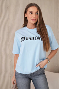 Cotton T-shirt No Bad Days 9811 / – Blue цвет / color | Lexline Fashion