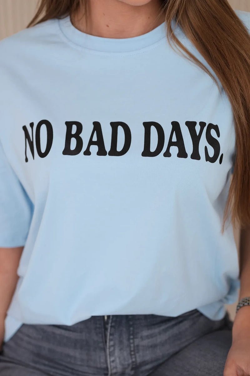 Cotton T-shirt No Bad Days 9811 / – Blue цвет / color | Lexline Fashion
