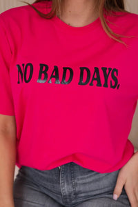 Cotton T-shirt No Bad Days 9811 / – Fuchsia цвет / color | Lexline Fashion