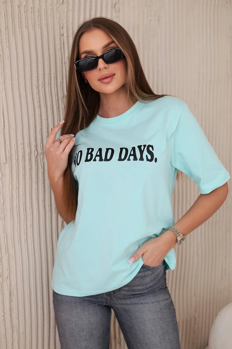Cotton T-shirt No Bad Days 9811 / – Mint цвет / color | Lexline Fashion
