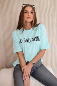 Cotton T-shirt No Bad Days 9811 / – Mint цвет / color | Lexline Fashion