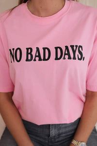 Cotton T-shirt No Bad Days 9811 / – Pink || Light цвет / color | Lexline Fashion