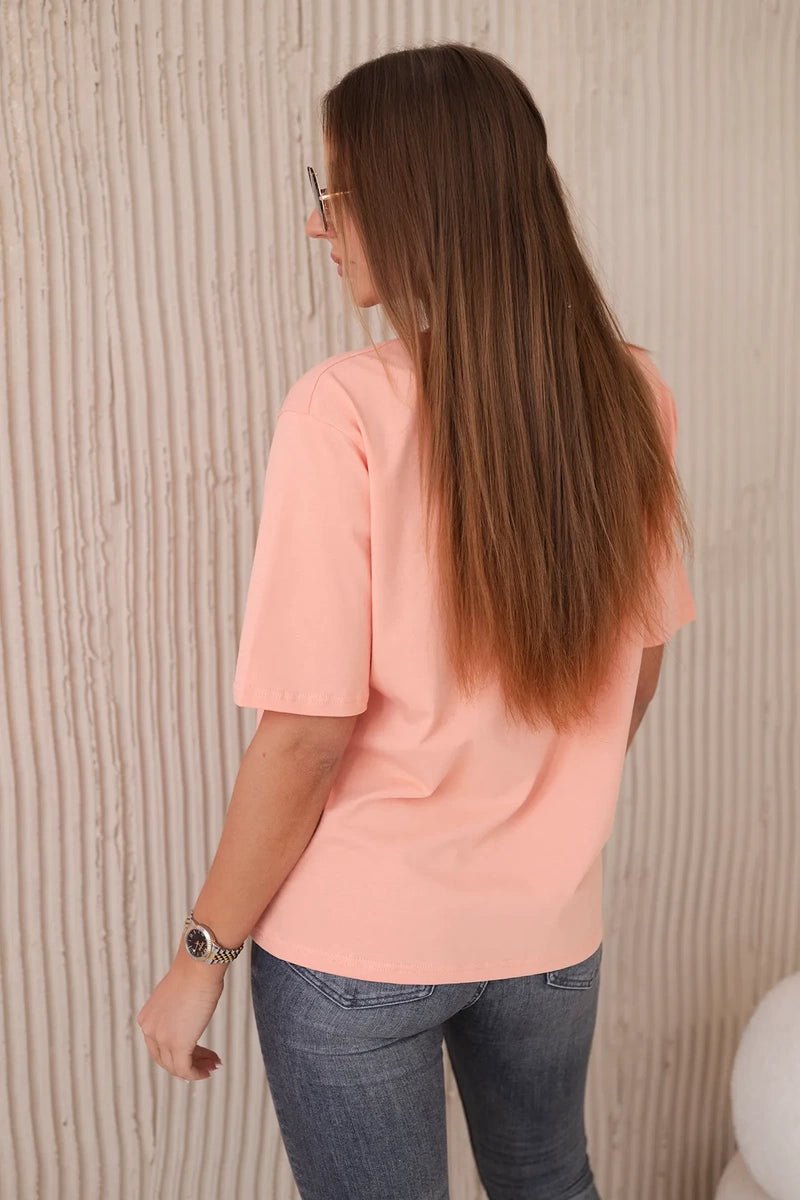 Cotton T-shirt No Bad Days 9811 / – Salmon цвет / color | Lexline Fashion