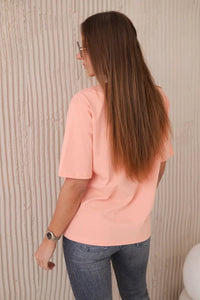 Cotton T-shirt No Bad Days 9811 / – Salmon цвет / color | Lexline Fashion