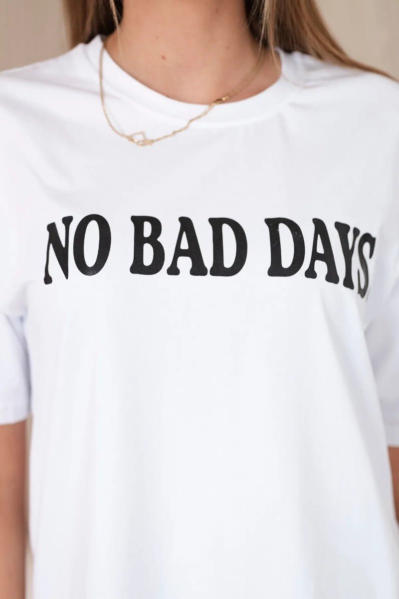 Cotton T-shirt No Bad Days 9811 / – White цвет / color | Lexline Fashion