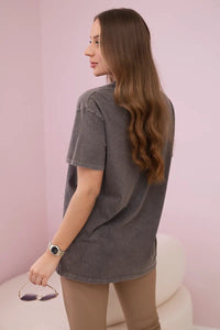 Cotton T-shirt Rock n roll 01 - 588 / – Brown цвет / color | Lexline Fashion