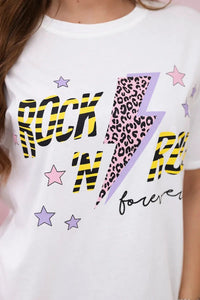 Cotton T-shirt Rock n roll 01 - 588 / – White цвет / color | Lexline Fashion
