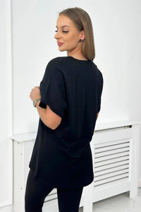 Cotton T-shirt with a pocket 7110 / – Black цвет / color | Lexline Fashion