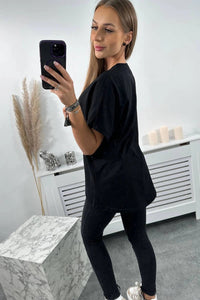 Cotton T-shirt with a pocket 7110 / – Black цвет / color | Lexline Fashion