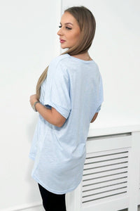 Cotton T-shirt with a pocket 7110 / – Blue цвет / color | Lexline Fashion