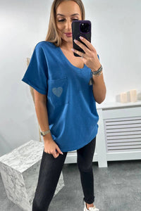 Cotton T-shirt with a pocket 7110 / – Jeans цвет / color | Lexline Fashion