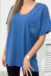 Cotton T-shirt with a pocket 7110 / – Jeans цвет / color | Lexline Fashion