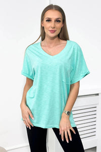 Cotton T-shirt with a pocket 7110 / – Mint цвет / color | Lexline Fashion