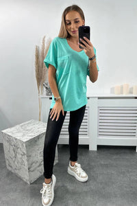 Cotton T-shirt with a pocket 7110 / – Mint цвет / color | Lexline Fashion