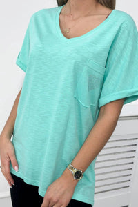 Cotton T-shirt with a pocket 7110 / – Mint цвет / color | Lexline Fashion