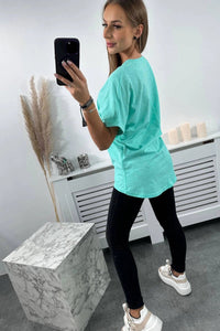 Cotton T-shirt with a pocket 7110 / – Mint цвет / color | Lexline Fashion