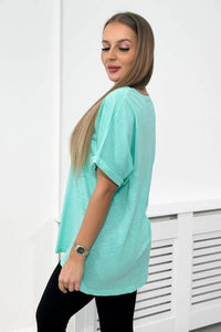 Cotton T-shirt with a pocket 7110 / – Mint цвет / color | Lexline Fashion