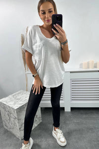 Cotton T-shirt with a pocket 7110 / – White цвет / color | Lexline Fashion