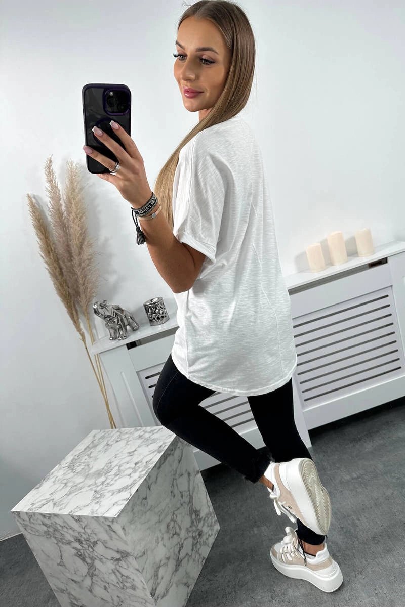 Cotton T-shirt with a pocket 7110 / – White цвет / color | Lexline Fashion