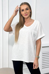 Cotton T-shirt with a pocket 7110 / – White цвет / color | Lexline Fashion