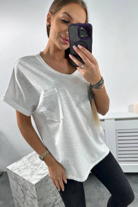 Cotton T-shirt with a pocket 7110 / – White цвет / color | Lexline Fashion