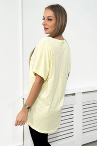 Cotton T-shirt with a pocket 7110 / – Yellow цвет / color | Lexline Fashion