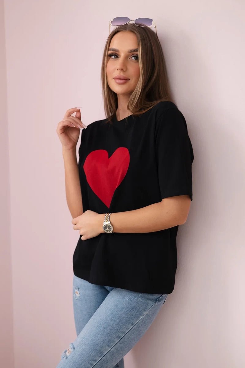 Cotton T-shirt with print 9810 / – Black цвет / color | Lexline Fashion