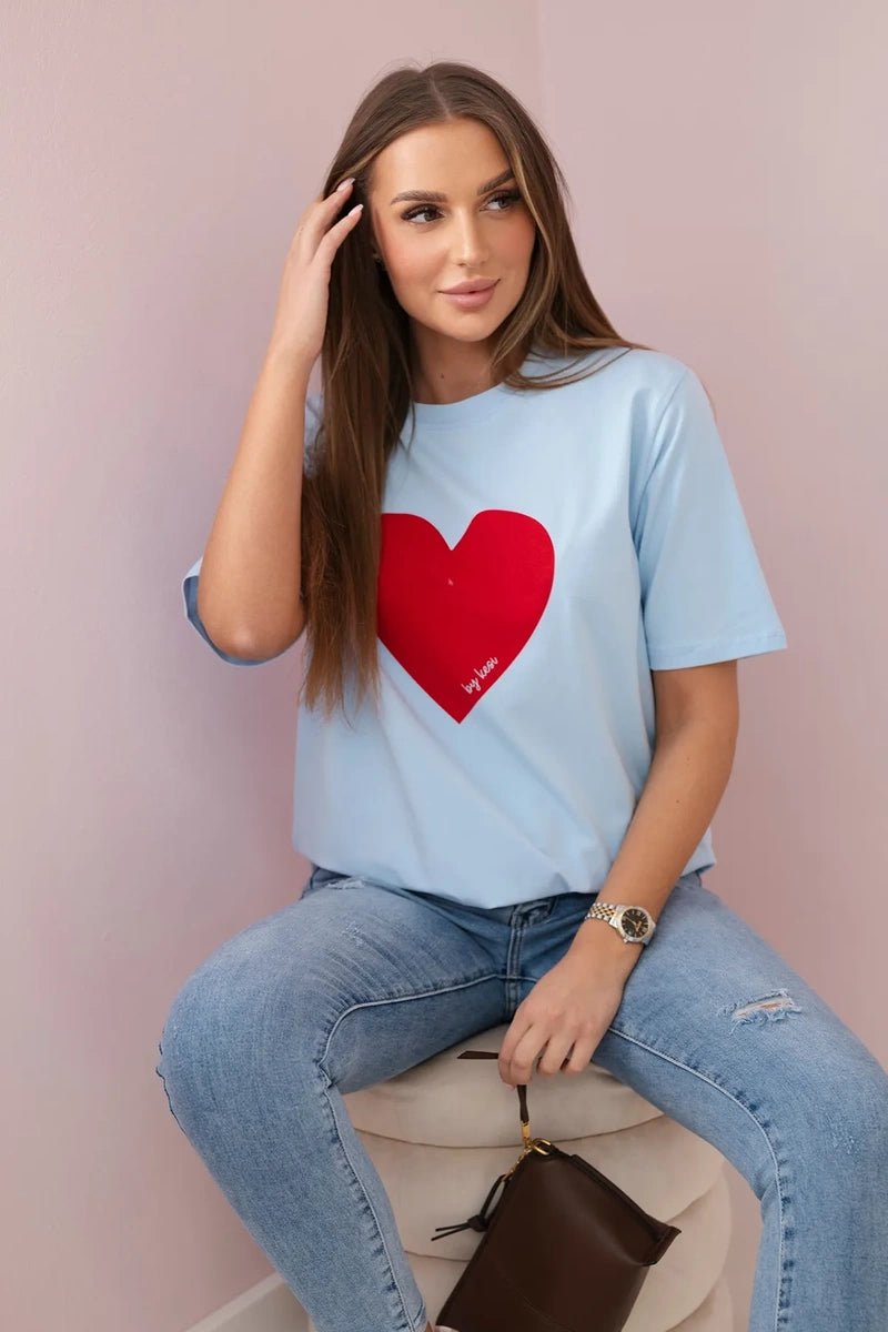 Cotton T-shirt with print 9810 / – Blue цвет / color | Lexline Fashion