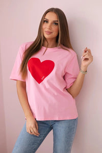 Cotton T-shirt with print 9810 / – Light || Pink цвет / color | Lexline Fashion