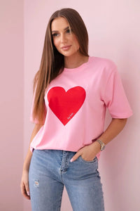 Cotton T-shirt with print 9810 / – Light || Pink цвет / color | Lexline Fashion
