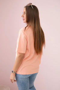 Cotton T-shirt with print 9810 / – Salmon цвет / color | Lexline Fashion