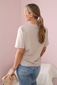Cotton T-shirt with print 9814 / – Beige цвет / color | Lexline Fashion