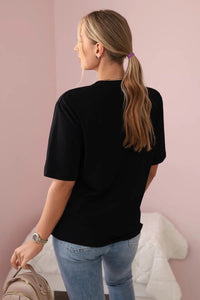 Cotton T-shirt with print 9814 / – Black цвет / color | Lexline Fashion