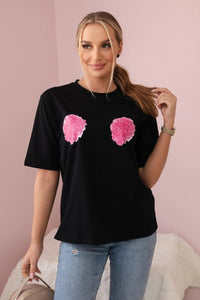 Cotton T-shirt with print 9814 / – Black цвет / color | Lexline Fashion