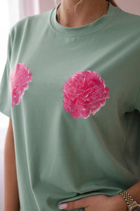 Cotton T-shirt with print 9814 / – Dark || Mint цвет / color | Lexline Fashion